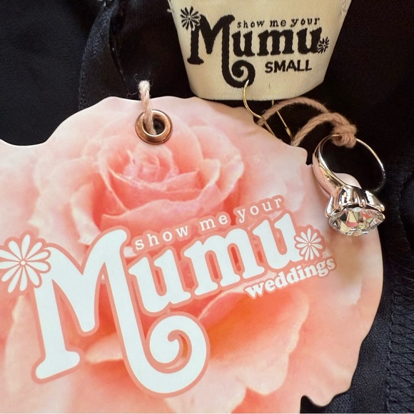 Show Me Your Mumu Faye Flutter Maxi Dress Black | Wedding | Small NWT - Picture 7 of 9